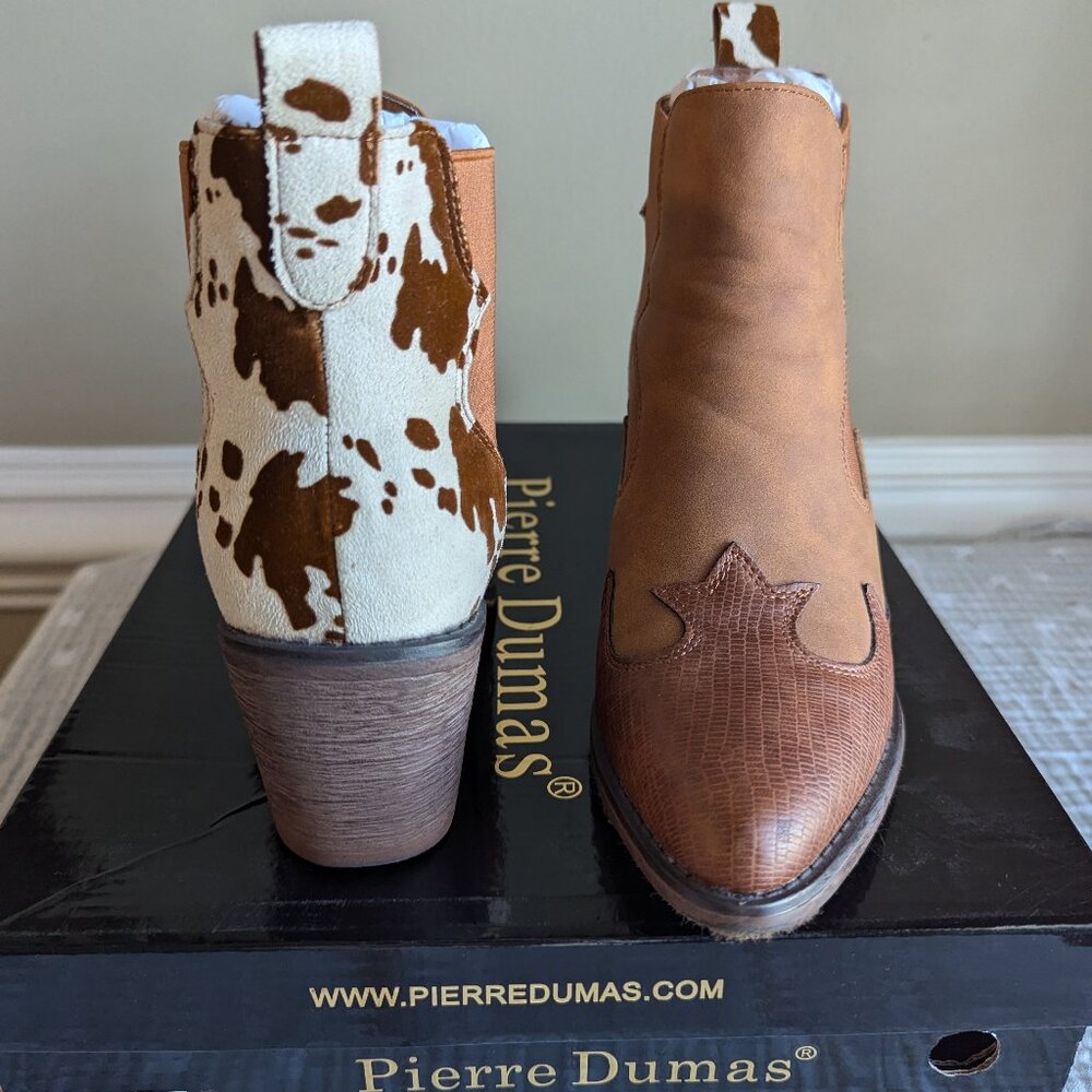 Pierre Dumas cow print ankle boots only worn once.